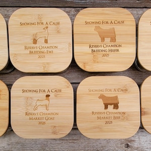 Livestock Show Award Showmanship Award Stock Show Award County Fair Award Expo Award Exhibitor Awards Custom Glass Container w/ Bamboo Lid