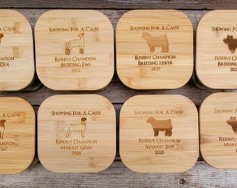 Premio per la mostra del bestiame, premio per la spettacolarità, premio per la mostra del bestiame, premio per la fiera della contea, premio per l'esposizione, premi per gli espositori, contenitore in vetro personalizzato con coperchio in bambù