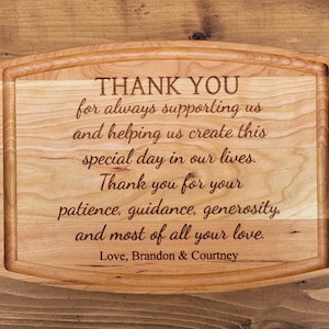 Thank you gift to Parents, Supporter Gift, Thank you to parents on wedding day gift, Personalized Cutting Board