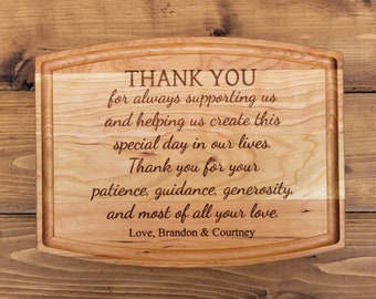 Thank you gift to Parents, Supporter Gift, Thank you to parents on wedding day gift, Personalized Cutting Board