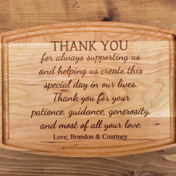Thank you gift to Parents, Supporter Gift, Thank you to parents on wedding day gift, Personalized Cutting Board