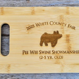 Swine Showmanship Award Personalized Cutting Board Livestock Show Award Livestock Show Prize 4H Gift County Fair Gift State Fair Gift
