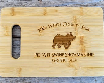 Swine Showmanship Award Personalized Cutting Board Livestock Show Award Livestock Show Prize 4H Gift County Fair Gift State Fair Gift
