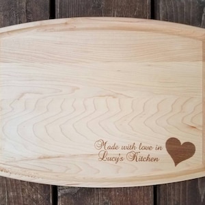 Made with Love Personalized Cutting Board Gift, Cook Gift, Baker Gift, Wedding Anniversary Christmas Gift, Kitchen Wood Cutting Board Gift