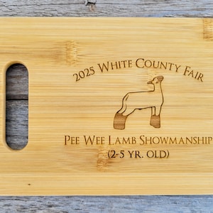 Lamb Showmanship Award Personalized Cutting Board Livestock Show Award Livestock Show Prize 4H Gift County Fair Gift State Fair Gift