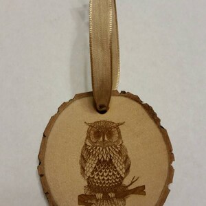 Rustic wood Owl Christmas ornament cabin country lodge