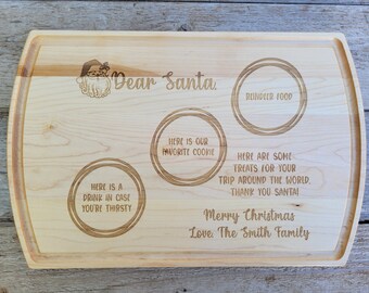 Christmas Cutting Board Santa Cookie Tray Santa Treat Board Thank you Santa Gift Cookies for Santa Christmas Board Custom Cutting Board