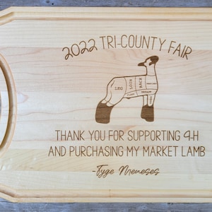 Market Lamb Buyer Thank you Gift, 4H Thank you Gift, 4-H Gift, Personalized Cutting Board, Show Gift, Appreciation Gift 4-H Career Gift