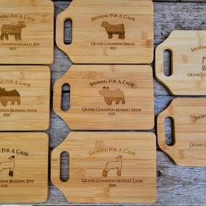 Livestock Show Award Showmanship Award Custom Cutting Board Stock Show Award 4H Gift County Fair Award State Fair Award Exhibitor Awards