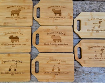 Livestock Show Award Showmanship Award Custom Cutting Board Stock Show Award 4H Gift County Fair Award State Fair Award Exhibitor Awards