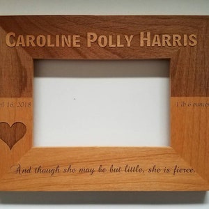 Personalized laser engraved alder wood picture frame newborn baby welcome gift