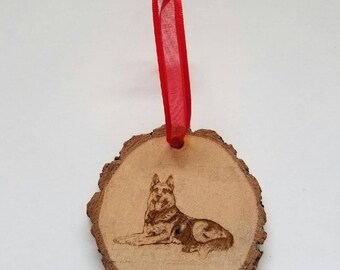 German Shepherd Dog Christmas Wood Ornament