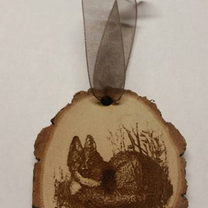 Rustic wood fox Christmas ornament cabin country hunting
