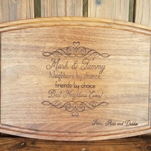 Personalized Friend Neighbor Gift Cutting Board Neighbor by chance Friends by choice Welcome Best Neighbors Ever Birthday Christmas Gift