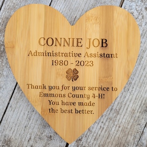 4H Retirement Gift, Gift for Retirement, 4-H Thank you Gift, Gift for 4H Leader, Thank you for your service Gift, Personalized Cutting Board