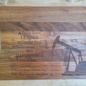 Oil Field Retirement Gift, Oil Company Gift, Employee Retirement Gift, Gift for Retirement, Retirement Party Gift Personalized Cutting Board