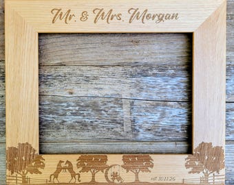 Western Wedding Gift for Couple Cowboy Cowgirl Gift Bride and Groom Wedding Photo Gift Horse Gift Ranch Gift Personalized Picture Frame