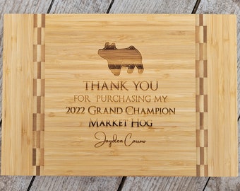 Market Hog Buyer Thank you Gift, 4H Thank you Gift, 4-H Gift, Personalized Cutting Board, Show Gift, Appreciation Gift 4-H Career Gift