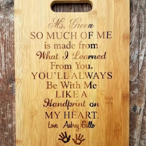 Gift for Teacher, Thank you Teacher Gift, Teacher Appreciation Gift, #1 Teacher Gift, School Gift, Personalized Cutting Board