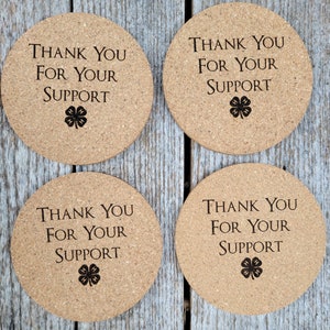 Thank you for your support 4H Coasters Set of 4, 4H Buyer Gift, 4H Supporter Gift