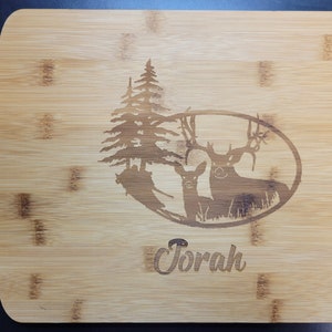 Deer Hunting Gift, Gift for Outdoorsman, Gift for Hunter, Cabin Decor, Fathers Day Gift, In the Woods Gift Buck and Doe Custom Cutting Board