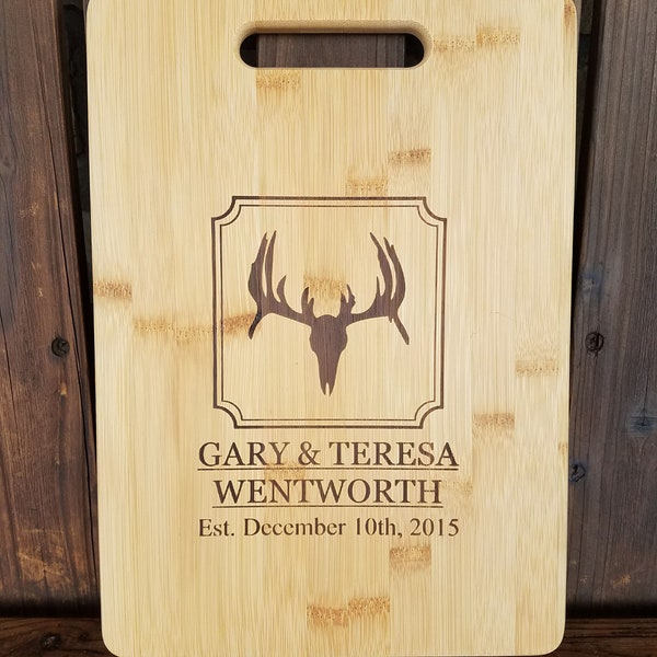 Hunter and Huntress Gift Wedding Gift Anniversary Gift Couples Gift Buck Deer Gift Hunting Gift Personalized Cutting Board Gift