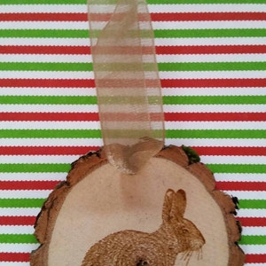 Rustic wood Rabbit Christmas ornament cabin country lodge