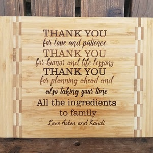 Thank you Gift, Gift for Dad, Gift for Mom, Gift for Parents, Family Gift, All the ingredients to Family Gift, Personalized Cutting Board