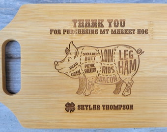 Market Hog Buyer Thank you Gift, 4H Thank you Gift, 4-H Gift, Personalized Cutting Board, Show Gift, Appreciation Gift 4-H Career Gift
