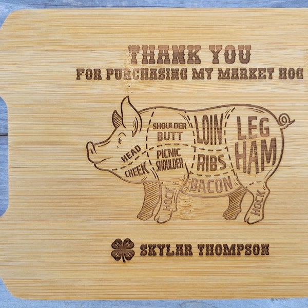 Market Hog Buyer Thank you Gift, 4H Thank you Gift, 4-H Gift, Personalized Cutting Board, Show Gift, Appreciation Gift 4-H Career Gift