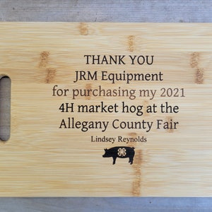 Thank you Gift, 4-H Gift to supporters, 4-H Gift, Buyer Gift, Personalized Cutting Board, Show Gift, Appreciation Gift 4-H Career Gift