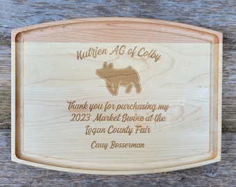 Market Hog Buyer Thank you Gift, 4H Thank you Gift, 4-H Gift, Personalized Cutting Board, Show Gift, Appreciation Gift 4-H Career Gift