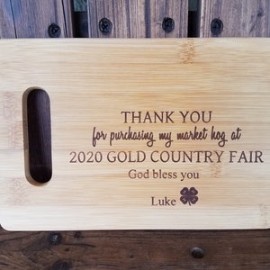 Thank you Gift, 4-H Gift to supporters, 4-H Gift, Buyer Gift, Livestock Show Gift, Appreciation Gift 4-H Career Gift, Custom Cutting Board