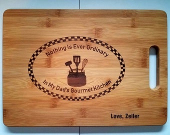 Dads Gourmet Kitchen Gift Personalized Cutting Board Father's Day Birthday Christmas Kitchen Cook Gift