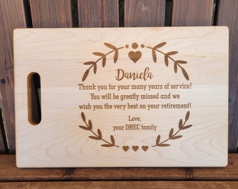 Retirement Gift, Employee Retirement Gift, Thank you for your service Gift, Personalized Cutting Board