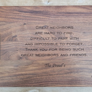 Gift for Neighbor, Welcome Neighbor Gift, Thank you Neighbor Gift, Moving Neighbor Gift, Personalized Cutting Board