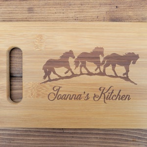 Ranch Hand Gift, Horse Owner Gift, Western Gift, Thank you Gift, Trail Rider Gift, Running Horses Kitchen Gift, Personalized Cutting Board