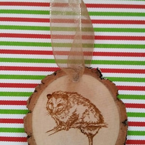 Rustic wood Opossum Christmas ornament cabin country lodge