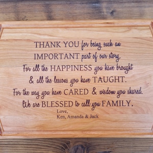 Thank you Gift Thank You for being such an Important part of our story Personalized Cutting Board for Kitchen Wedding Family Friend Gift