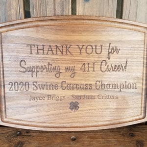 Thank you Gift, 4-H Gift to supporters, 4-H Gift, Buyer Gift, Livestock Show Gift, Appreciation Gift 4-H Career Gift, Custom Cutting Board