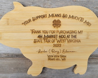 Market Hog Buyer Thank you Gift, 4H Thank you Gift, 4-H Gift, Personalized Cutting Board, Show Gift, Appreciation Gift 4-H Career Gift
