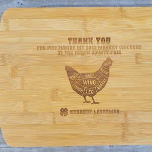 4H Thank you Gift, Market Chicken Buyers Gift, 4-H Project Buyer Gift, Personalized Cutting Board, Appreciation Gift 4-H Career Gift