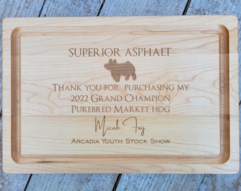 Market Hog Buyer Gift, 4-H Gift to supporters, 4-H Buyer Gift, Personalized Cutting Board, Show Gift, Appreciation Gift 4-H Livestock Gift