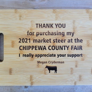 Thank you Gift, 4-H Gift to supporters, 4-H Gift, Buyer Gift, Personalized Cutting Board, Show Gift, Appreciation Gift 4-H Career Gift