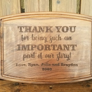 Thank you Gift, Wedding Party Gift, Thank You for being such an Important part of our story Personalized Cutting Board Wedding Designer Gift