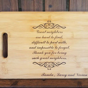 Neighbor Gift for Neighbors Friends Christmas Gift Ideas, Neighbor Moving Away Gift, Neighbor Moving Gift Personalized Cutting Board