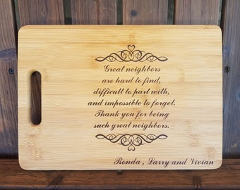 Neighbor Gift for Neighbors Friends Christmas Gift Ideas, Neighbor Moving Away Gift, Neighbor Moving Gift Personalized Cutting Board