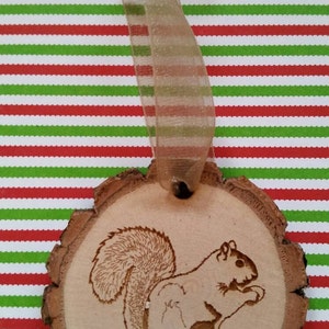 Rustic wood Squirrel Christmas ornament cabin country lodge