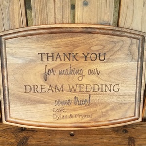 Thank you Gift Thank You for making our dream wedding come true Personalized Cutting Board for Kitchen Wedding Family Friend Gift