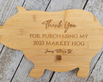 Market Hog Buyer Thank you Gift, 4H Thank you Gift, 4-H Gift, Personalized Cutting Board, Buyer Gift, Appreciation Gift Livestock Buyer gift